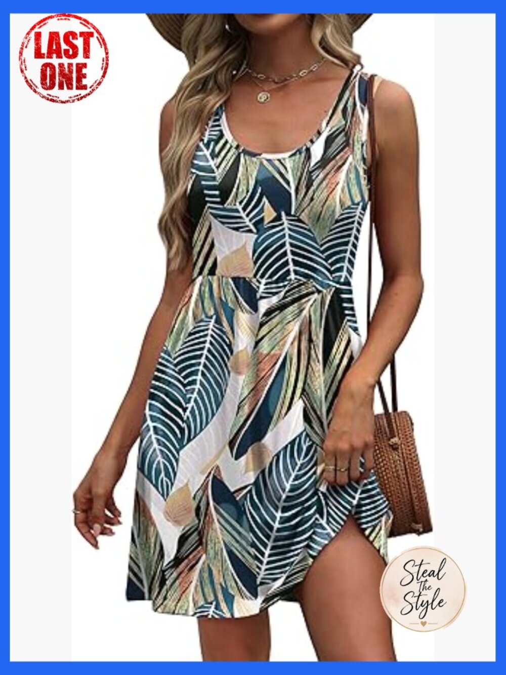 A-Line Sleeveless Sundress with Pockets Floral Solid